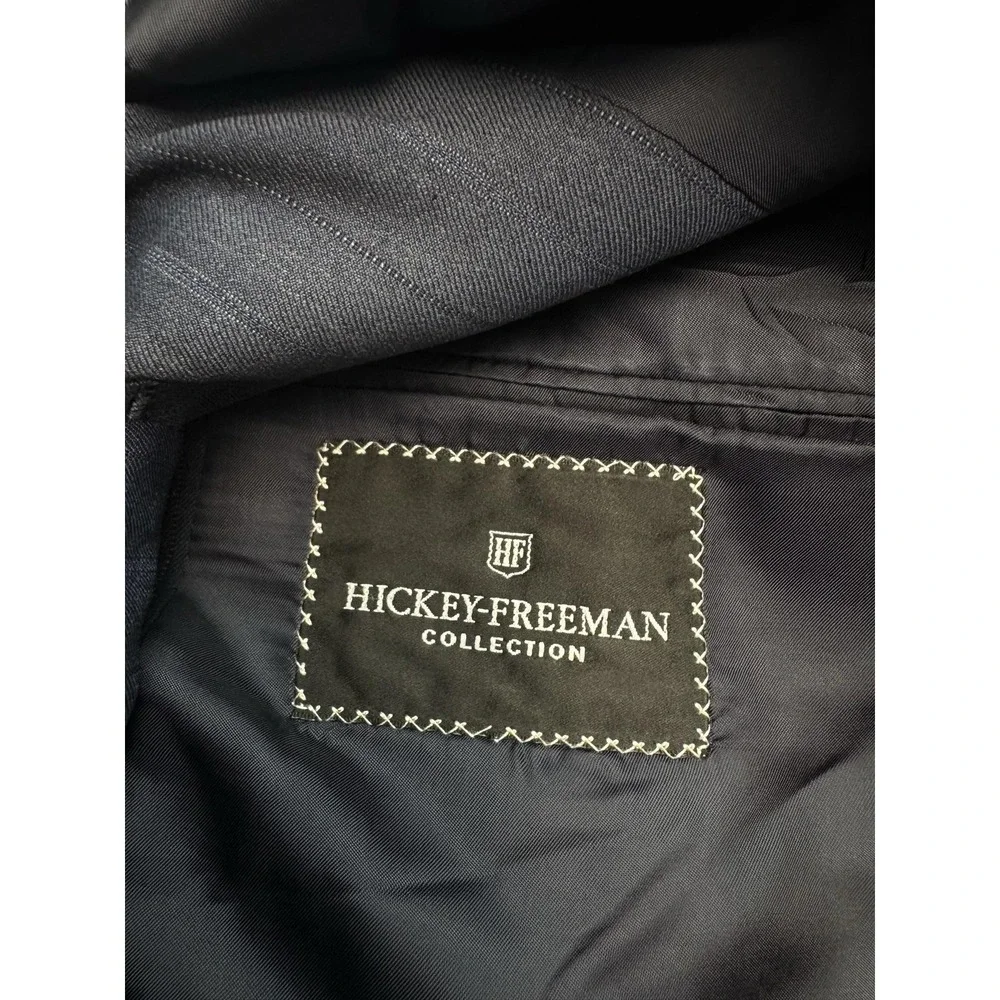 Hickey Freeman Blazer Mens 40 Gray Pinstripe 100% Wool Boardroom USA Jacket